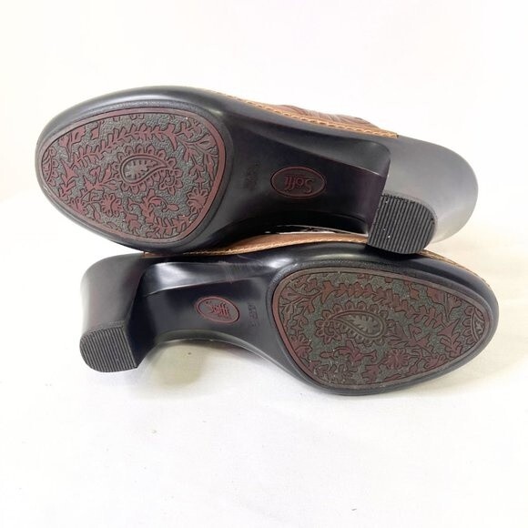 Sofft  Slip In Embossed Brown Clog Leather Mule - Women’s Sizes 8M. - Picture 12 of 12